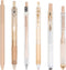 Buqoo 5 Pack Gel Pens Set with 0.5mm Fine Points - Retractable Gel Ink Pens in Various Styles with 1 Highlighter for