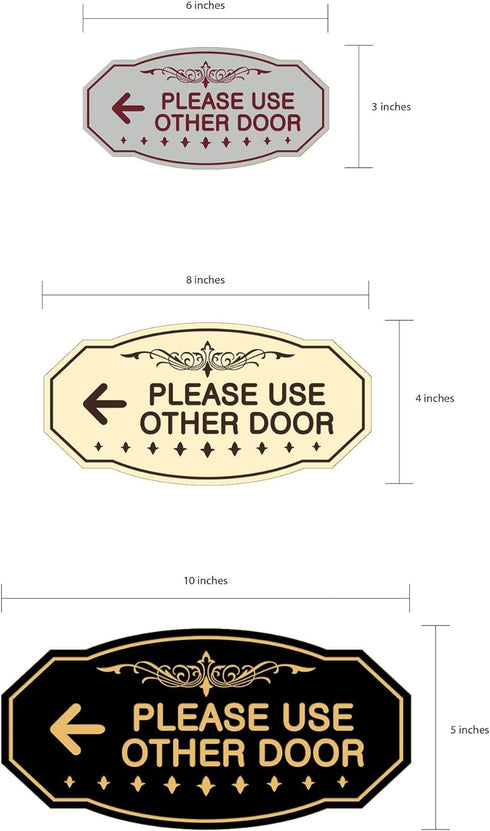 Signs ByLITA Victorian Please Use Other Door Left Arrow Sign (Brushed Gold) - Small 1 Pack