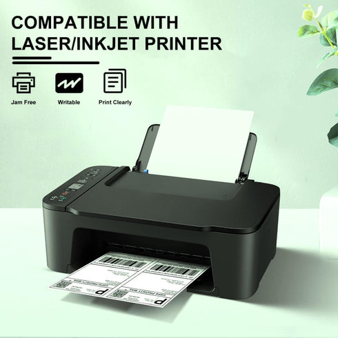 Shipping Labels 8.5" x 5.5", 50 Counts, Adhesive Labels Compatible with Laser & Inkjet Printers, 2 White Labels Per