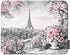 oFloral Eiffel Tower Gaming Mouse Pad, Paris Gentle City Gray Oil Paint with Pink Rose Flowers, 7.9X9.5 Inch