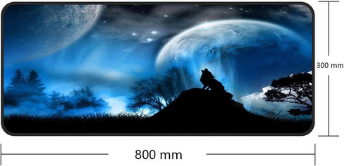 Qisan Large Gaming Mouse Pad Extended Size Mousepad for Computer Desktop PC Laptop 31.5"x11.8"x0.15" Keyboard Pad Desk Pad with Anti-Slip Rubber Base Large Desk Mat for Keyboard and Mouse-Wolf & Moon by Qisan