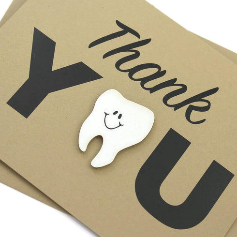 Embellish by Jackie Tooth Thank You Card for Dentists | Handmade Dental Hygienist Greeting Notecard | Kraft Brown