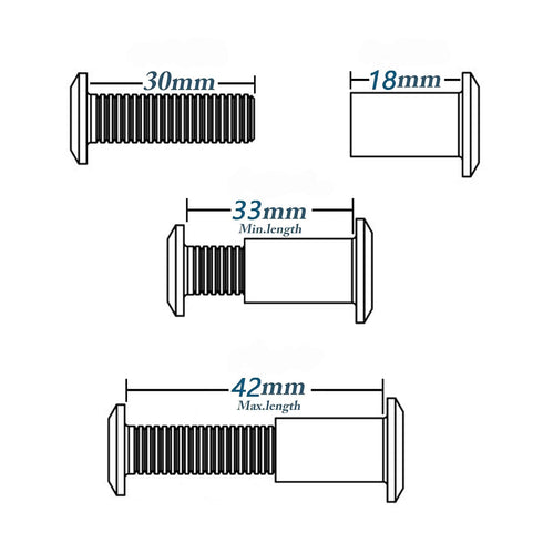 20pcs M6 Furniture Joint Connector Bolt & Cap Nut Kit - Hex Drive Socket Cap Bolts for Cot Bed Crib Bolts (30mm)