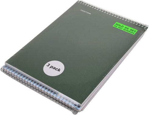 Mintra Office TOP BOUND Durable Spiral Notebooks (Arctic Ice, Chili Oil, Green Olive, College Ruled 3pk) by Mintra Office