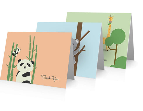 Little Notes by Comptime Baby Thank You Cards (24 Cards and Envelopes) Baby Animals Note Cards