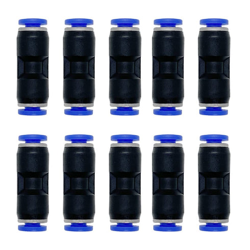 zjxed 1/8" OD x 1/8" OD Pneumatic Quick Connector - Push to Connect Fittings Straight Union/Coupler (Pack of 10)