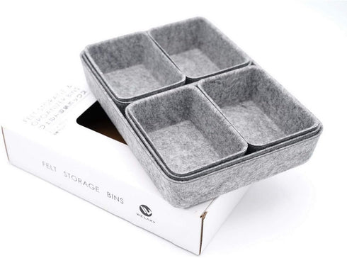 Welaxy Office Drawer Organizers, 7-Piece Felt Storage Bin for Stationery and Craft Sorting at Home or Dorm