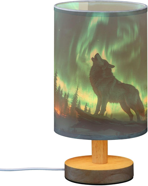 Bulb ALAZA Wolf Tree Night Decor Bedside Table Lamp with USB Port for Bedroom Nightstand Office Desk LED Included