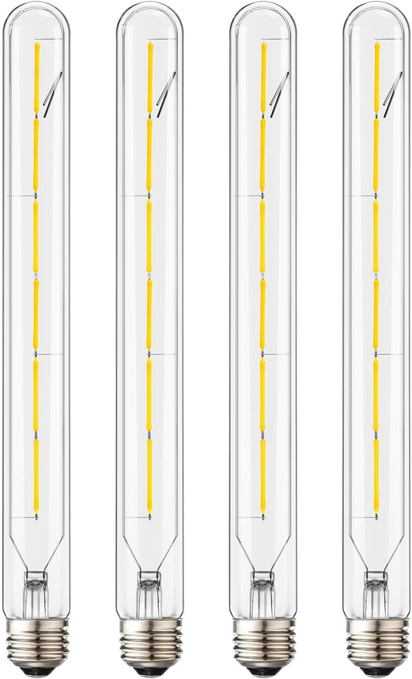 Leools T300 Dimmable LED Tubular Bulb 6W, Long Tube Vintage Filament Bulb, 60W Equivalent, 4000K Daylight, 4 Pack