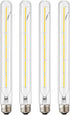 Leools T300 Dimmable LED Tubular Bulb 6W, Long Tube Vintage Filament Bulb, 60W Equivalent, 4000K Daylight, 4 Pack