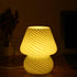 BSOD Glass Mushroom Bedside Table Lamp, Yellow Translucent Murano Vintage Style Striped Small Nightstand Desklamp Swirl