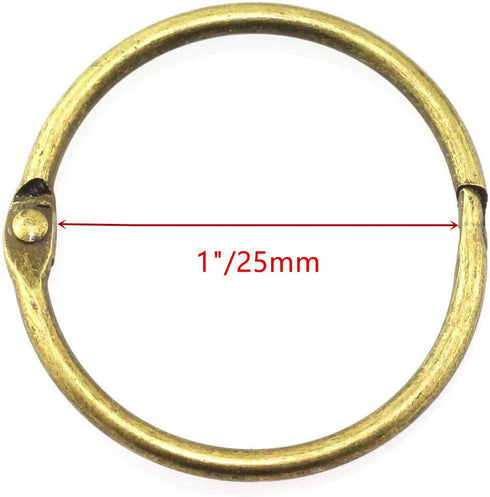 XMHF 50pcs 1-inch Book Rings, Metal Loose Leaf Binder Ring Clips for Notebook and Planner