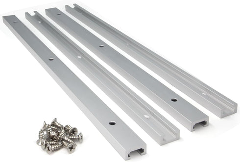 Zeberoxyz 4pcs 400mm/16" Aluminum T-Track Slider with Screws, Double Cut Profile for Woodworking and Clamps DIY Tools