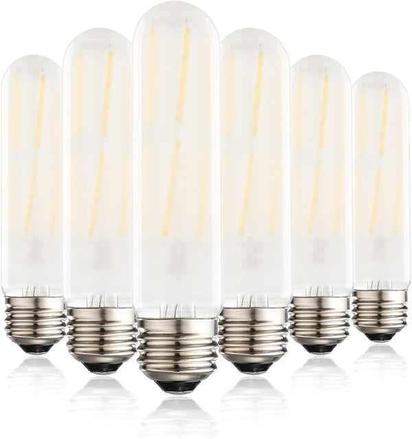 XININSUN T10 Frosted LED Bulbs, Warm White 2700K, Dimmable 6W LED Tubular Edison Bulbs, 60 Watt Equivalent, 6-Pack