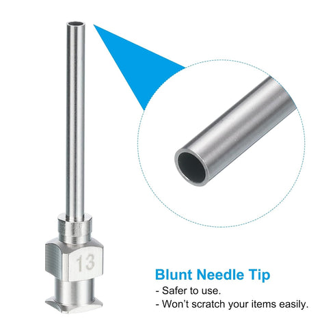 PATIKIL 12Pcs 13Ga x 1 Inch Stainless Steel Dispensing Needle Tips Metal Glue Needle Tube Blunt Tips