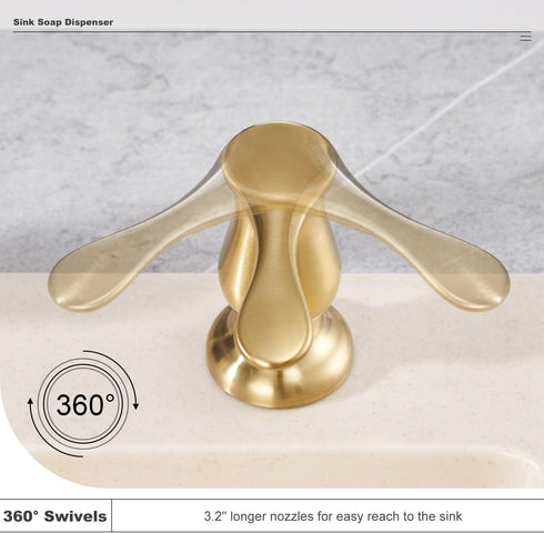 40" GAGALIFE Kitchen Sink Soap Dispenser Brushed Gold, Under Sink Soap Dispenser with Silicone Extension Tube Kit,Say