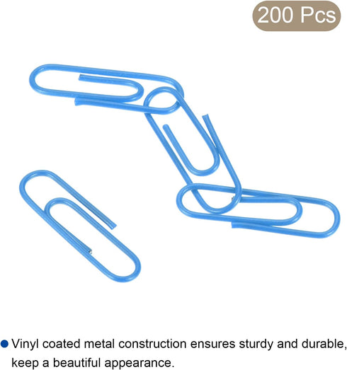 MECCANIXITY Paper Clips, Small Size 1.1 Inch Vinyl Coated to Prevent Tearing Pages, 200 Count Box for Organizing Office
