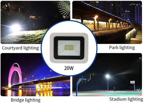 20W IP68 Waterproof Outdoor Ultra-Thin LED Flood Lighting with Plug in Cord for Garden Wall Washer