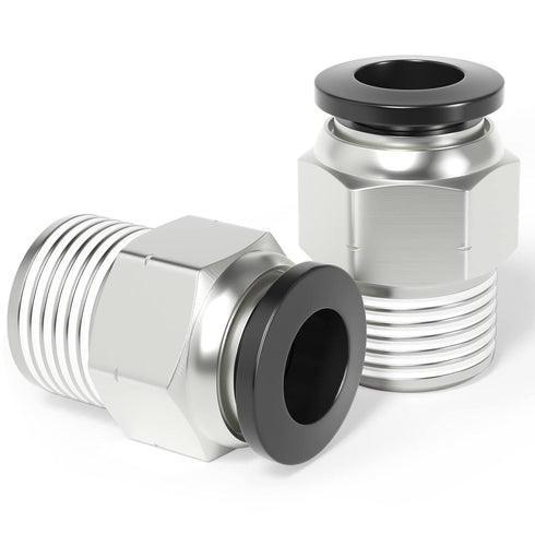 TAILONZ PNEUMATIC Male Straight Push to Connect Fittings - 3/8 Inch Tube OD x 3/8 Inch NPT Thread, Pack of 10