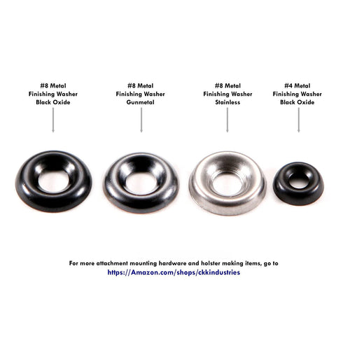 HolsterSmith Finishing Washers - #8 (0.530 Dia.) Metal Countersunk Round Top for Holster Making, Home Improvement,