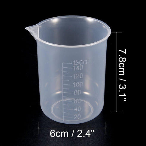 uxcell 5pcs Measuring Cup Labs PP Graduated Beakers, 150ml