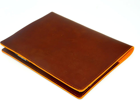 Leather Cover Compatible with 6" x 9" Spiral Steno Pads, Distressed Genuine A5 Leather Cover with Pen Loop