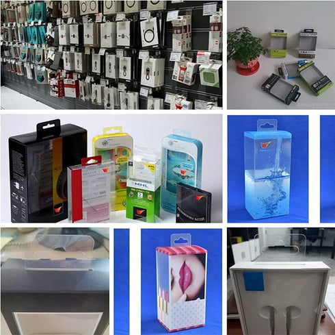 Clear Self Adhesive Hang Tabs Hooks - Plastic Display Hand Tabs Slot Hole Folding Tab for Store Retail Display (200