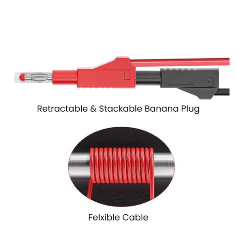 Qingdinu 5PCS 4mm 100cm Retractable Banana Plug to Multi-Meter Test Leads Soft Cable Wire Electrical Line DIY Tool