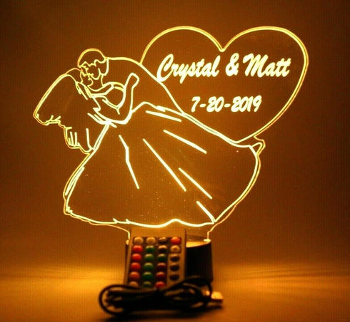 16 Wedding Couple Heart Love Night Light Up Lamp LED Stand Engraved Table Lamp Custom Engraved Room Decor Featuring