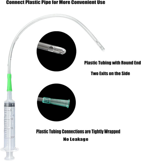 4pcs 20ml Plastic Syringes with 1pc 13inch Plastic Tubing, Syringe for Liquid in Scientific Lab