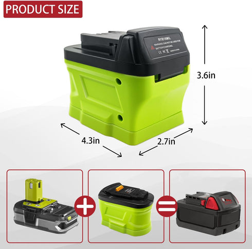 M18 Adapter for Ryobi Battery to Milwaukee 18V M18 Tools, Convert for Ryobi 18V one+ Battery to Fit for Milwaukee M18 18Volt Cordless Power Tools Use