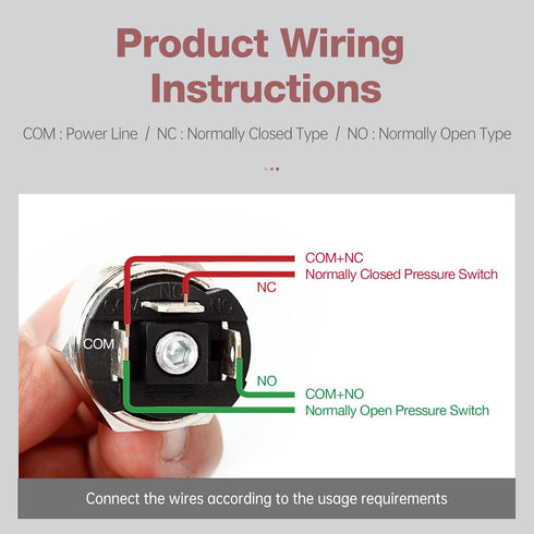SNS 1/4 Inch NPT Male Thread Pneumatic Adjustable Diaphragm Type Pressure Switch - Normally Open and Closed Integrated