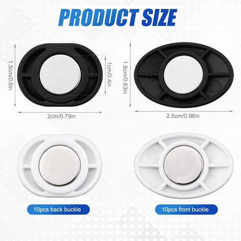 Gosknor 10 Pairs Race Bib Magnets, Plastic Magnetic Race Number Holders Race Bib Clips Running Bib Buckles Bib