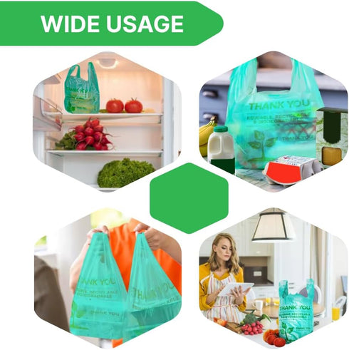 Lakesstory Eco-Friendly Compostable T-Shirt Bags - Green