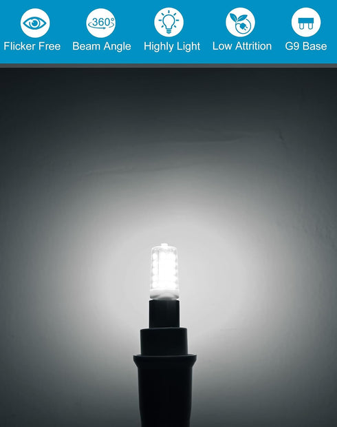 G9 Bulbs, 40 T4 Bulb, 6000K 450 G9 Non-Dimmable, 4W Bulb 360 5 Pack LED Watt Equivalent Chandelier Light Daylight White