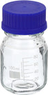 PATIKIL 100mL Reagent Media Bottle, 1Pcs Round Graduated Glass Storage Bottle with Blue Screw Cap for Chemistry Lab,