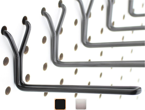 Steel Pegboard Hooks 25-Pack 4" L Hook, Black - Will Not Fall