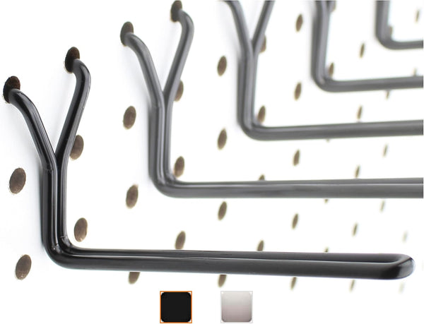 Steel Pegboard Hooks 25-Pack 4" L Hook, Black - Will Not Fall