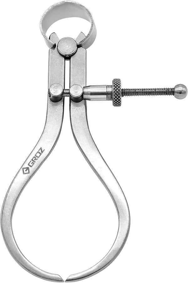 Groz 01411 4" Spring Outside Caliper with Solid Nut, Matte Finish