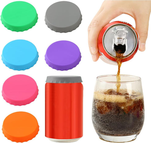 Emptycolor 6 Pack Silicone Soda Can Cover, Reusable Soda Can Lids to Keep
