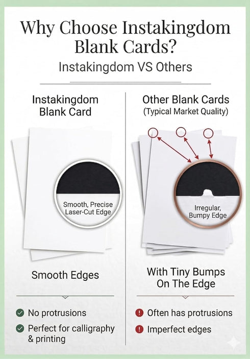 Instakingdom 5" 7" 200 Pack 110lb A7 Instakindom x Blank Cards and Envelopes - Heavyweight White Folded Cardstock