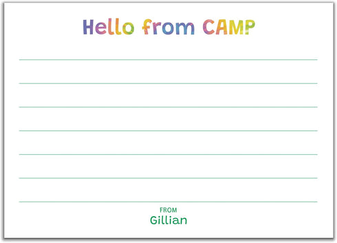 Personalized Camp Stationary for Boys and Girls - Stationery Note Cards with