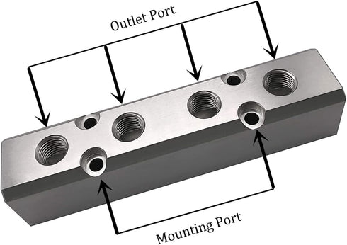 4 Way Pneumatic Manifold Air Distribution Block, Compressed Air Coupler Fast Connector for Pneumatic Air Compressor