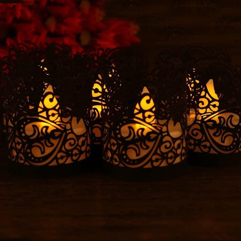 50 Pack Flameless Tea Light Candle Holder Set for LED Tealight Candles (Not Included), Black