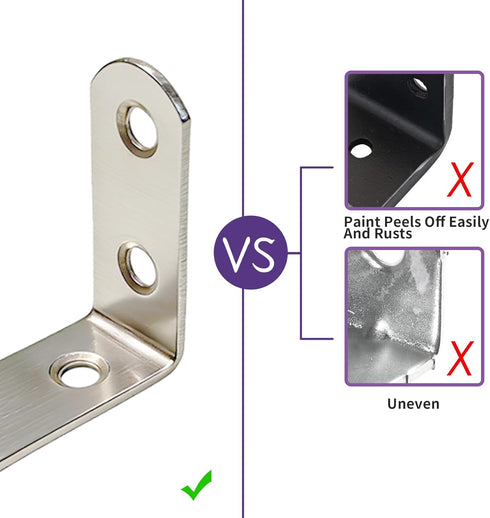 Yamlnke 15 Pack 90 Sets, (15) L Shelf Bracket, Degree Stainless Steel Corner Brace Angle Bracket for Wooden Shelves