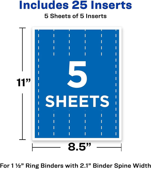 Avery-Dennison 89105 White Binder Spine Inserts, 1-1/2-Inch Capacity, 25/PK