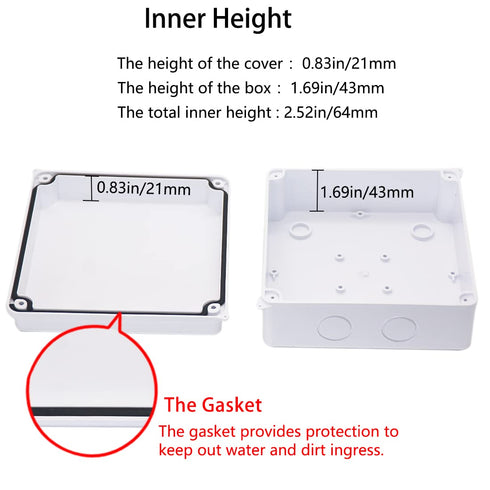 Junction Box, Zulkit Project Box with Reserved Holes, IP65 Waterproof Dustproof Electrical Box ABS Plastic
