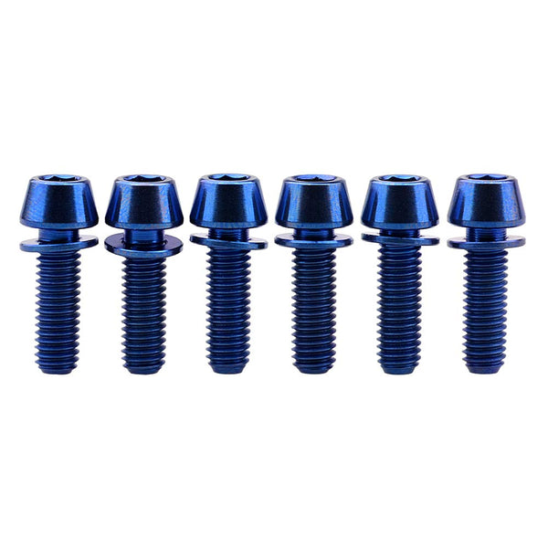 Titanium Ti Allen Hex M5x16 18mm Tapered Head Bolt with Washer Screw for Bicycle Stem Parts, Pack of 6
