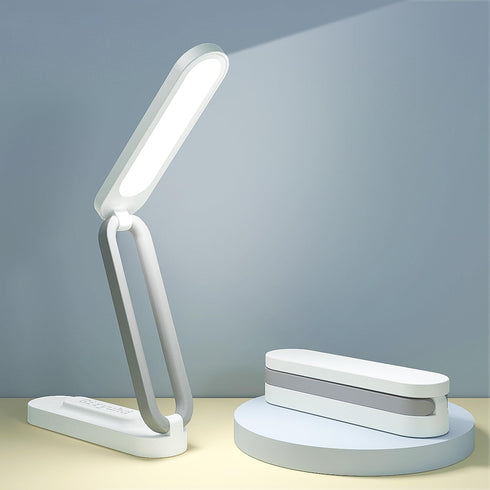 LED Desk Lamp for Office Home, Battery Operated, Foldable & Portable Light, 3 Brightness Dimmable