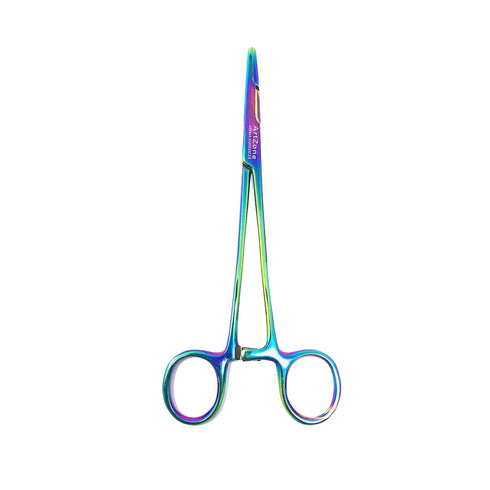 Artzone Premium 6.5" Hemostats Clamp with Scissors, Multi Color Rainbow Titanium Coating